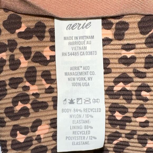 Aerie Leopard Print One Shoulder Wrap Bandeau Bikini Top Size Small - Picture 9 of 12